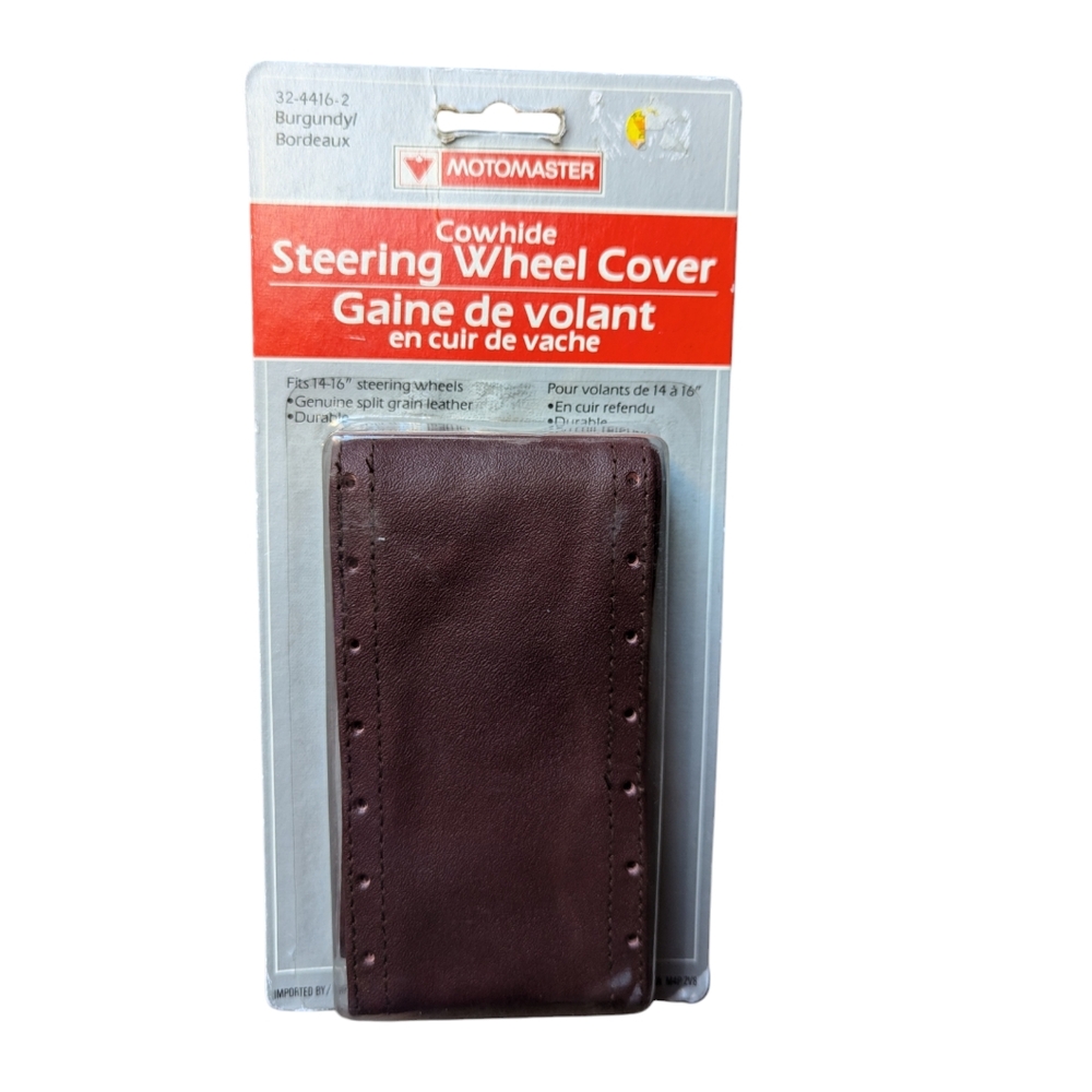 Motomaster Lace Up Cowhide Steering Wheel Cover #32-4416-2 Burgundy / Bordeaux